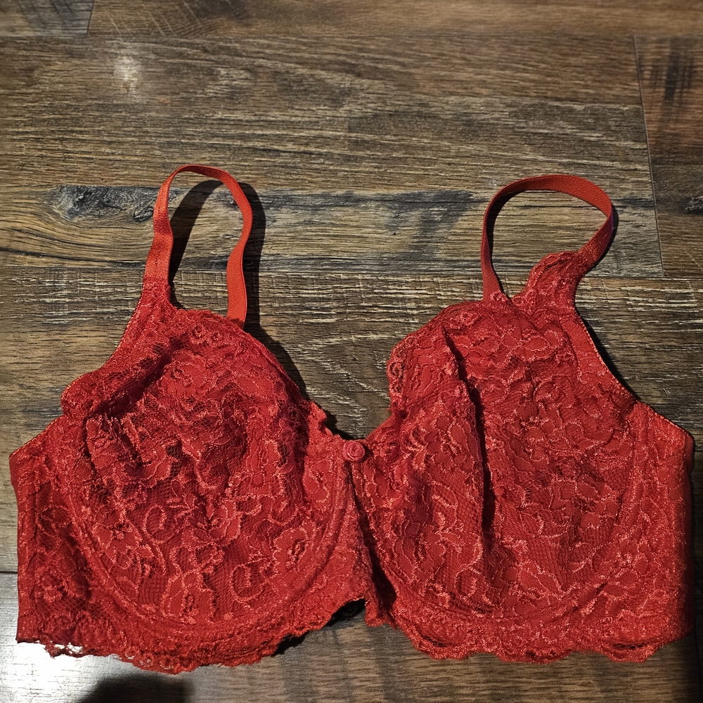 Q-T Intimates Red Lace Bra
